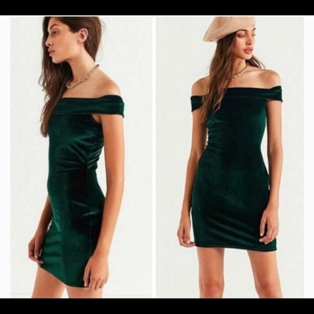 Urban Outfitters Velvet Off-Shoulder Mini Dress - Picture 2 of 3